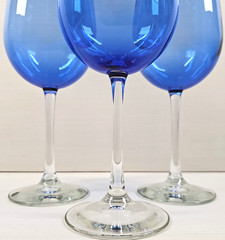 8 Libbey Vina Blue Wine Glasses Set Elegant Clear Stem Drinking Bar Stemware Lot
