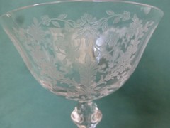 Four Tiffin June Night Crystal Elegant Glass Tall Champagne or Sherbet Glasses