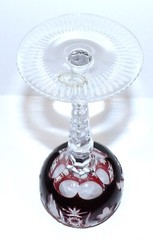STUNNING AJKA CRYSTAL MARSALA DEEP RUBY RED CUT TO CLEAR 8 1/4″ WINE HOCK GLASS