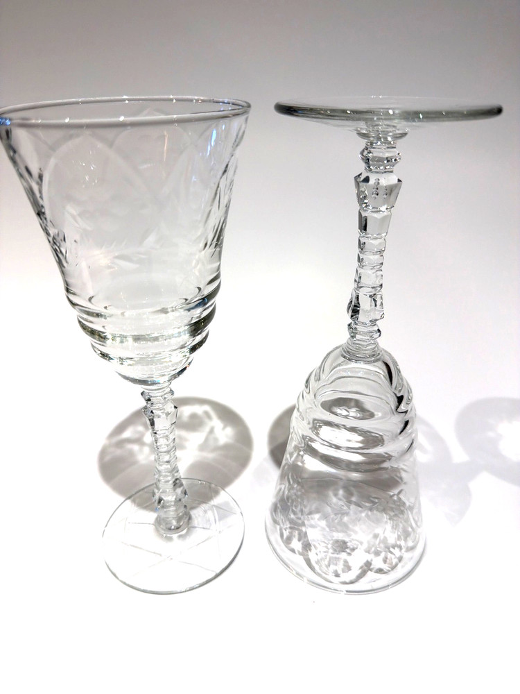 Set of 2 Libbey Rock Sharpe Normandy 3005 Stem 7-7/8”T Water Goblets