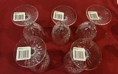 SET OF 5 Libbey Hobstar “Star of David” Clear Glass Goblets New Sticker Tags