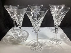6 Waterford”Ashbourne” (Cut) Water Goblets 8.25”H 4 3/8”W Blown Glass 1987-2017