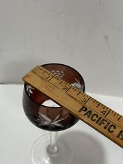 Czech Bohemian Red Cut to Clear Crystal Cordial Glass Bordeaux Color Gorgeous