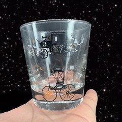 Vintage Libbey Horseless Carriage Whiskey Tumbler set 4 Low Ball Barware Glasses