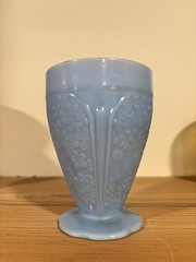 Depression Delphite Blue Cherry Blossom Jeannette 9 Oz Footed Tumbler Exc Cond