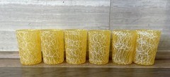 Vintage Mid Century Modern MCM Spaghetti String Juice Glasses Yellow Set of 6