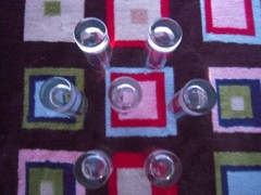  LOT OF 7 NOS VTG ABSULUT KURANT CLEAR GLASS SHOT GLASSES 1-1/2″ DIAM X 4-1/8″ H