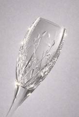 JG Durand France Eternelle 4 Champagne Flutes Cut Swirl Leaf New Old Stock 1996