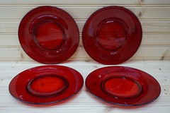 Morgantown Golf Ball Ruby Red (4) Salad Plates, 7 1/2″ (B21)