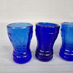 Vintage Cobalt Blue Glass Miniture Cameo Ballerina Lemonade Set Five Piece