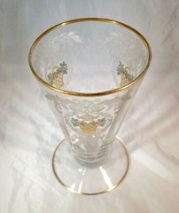 TIFFIN GLASS ARCADIAN CRYSTAL ENAMEL ENCRUSTED GOLD #185 10-OUNCE FOOTED TUMBLER