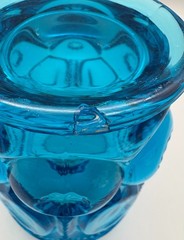 Vintage L.E. Smith Colonial Blue Moon and Stars Footed Tumblers Set of 4