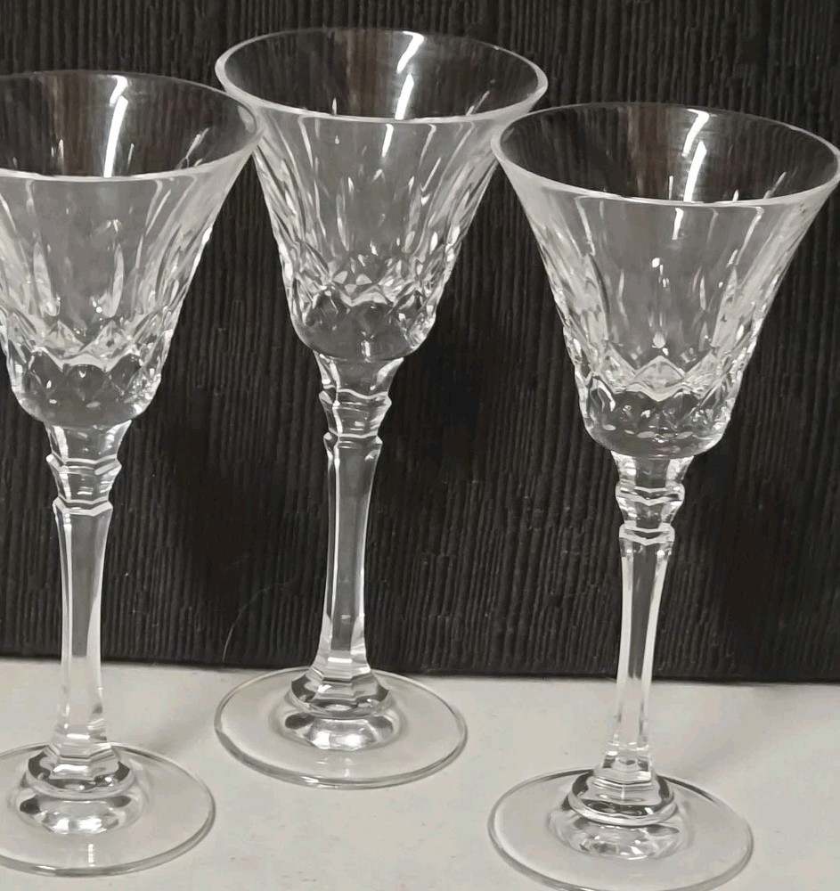 Mikasa Crystal Cordial Glasses Hex Stem Diamond Cut Set of 3 Vintage
