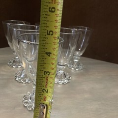 6 Anchor Hocking Water, Wine, Juice Goblets Beaded Base. Berwick 4.5″ Vtg