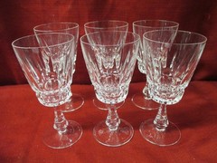 Lot of 6 Vintage Cut Crystal 6.5″ Wine Glasses