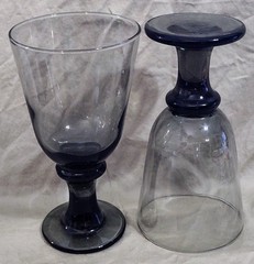 Vtg Libbey Nova Black Goblets Smoke Gray 15oz Stemmed Water Wine Glasses Set (2)