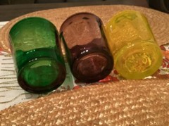Lot Of 3 BEI Jewel Tone Tumblers 4” Colored Glass