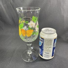 4 Cracpkle Glass Hand Painted Wine Water Goblets Home Essentials Flowers ~8” New