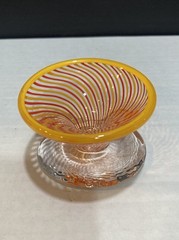 Vintage Hand Blown Red & Orange Swirl Art Glass Shot Glass