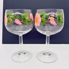 Set of 4 Franciscan Desert Rose Glass 6 1/2″ Goblets 10oz