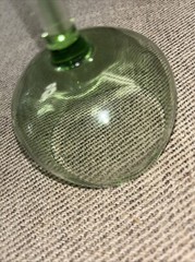 Set Of 8 Antique Wine Glasses With Green Stems