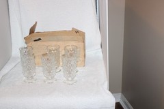 Indiana Glass Clear Whitehall Colony Cubist Parfait Glasses, Lot of 6, EUC
