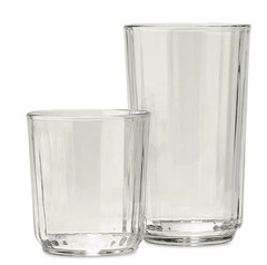 Arch Studio Fluted Ribbed Drinking Glasses Set of 2 Clear Highball Tumblers