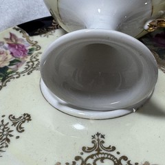 Vintage Shafford Japan Pedestal Teacup & Saucer Set Black Gold Roses Lusterware