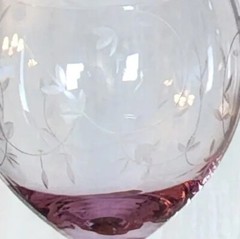 LENOX Heather Pink, Tulip Wine Glass, Blown Glass, Clear Stem, 8-7/8 Tall