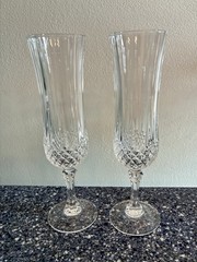 Set Of 2 VTG Cristal D’Arques Paris Longchamp Champagne Flute Glasses 4 Oz