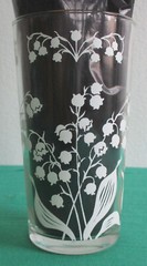 3 Anchor Hocking Lily of The Valley 12 oz Flat Tumbler Green Glass 5 1/8″ Tall