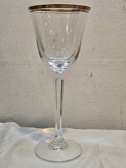 4 MIKASA «WHEATON» WHITE WINE GLASSES, GOLD BANDS