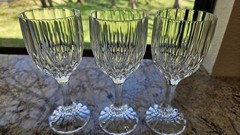 3 VTG Bretagne Cristal D’Arques France Crystal Wine Glasses – Clear Musical Ring