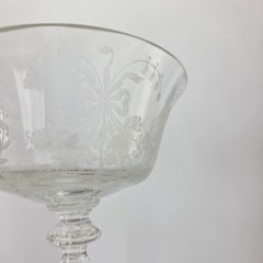 Set of 2 Heisey Orchid Etched Stemware Wine Glasses Champagne