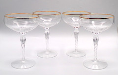 Lenox Monroe Gold Trim Champagne Tall Sherbet Glass Crystal Stems (4) Excellent