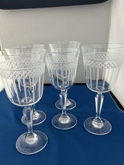 4+1 MARQUIS by WATERFORD Crystal – Water Goblets Wine Glasses Engraved 5 Pieces