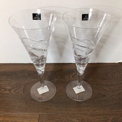 Set of 2 Royal Doulton Lead Crystal Saturn Iced Tea Goblet Champagne Flute 370ml