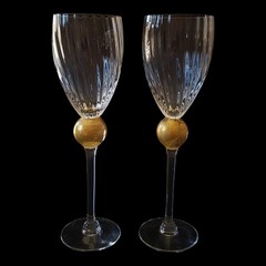 UNION STREET GLASS MANHATTAN GOLD Bordeaux Wine Glass Goblet Signed 9 .5″