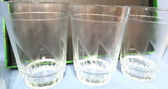 Set of 8 Vintage Clear Glasses with a Nautical Design Sailboats Holds 6 oz