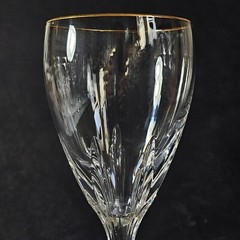 LENOX FIRELIGHT GOLD WINE GLASSES, Cut Lead Crystal, 7 7/8″, 6 oz, USA, 2PCS