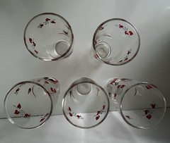 Vintage Amish Folk Art Tumbler Juice Glasses Set of 5 ~ Horse and Buggy