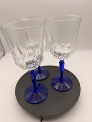 3 Vintage St George American Heritage Cobalt Blue Wine Glasses