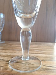 5 Rare Pottery Barn PBY5 Water Goblet Glasses 12oz Thick BULBOUS STEMS Hand Made