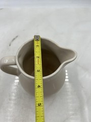 Vintage Robinson Ransbottom Stoneware Pitcher 1 Qt Roseville Ohio USA Blue Strip