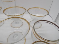 Mixed Lot of Vintage Gold Trim Glasses Glassware, Various Shapes
