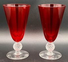 2 Morgantown Red Golf Ball Stems 7” 11 Oz. Iced Tea Tumblers