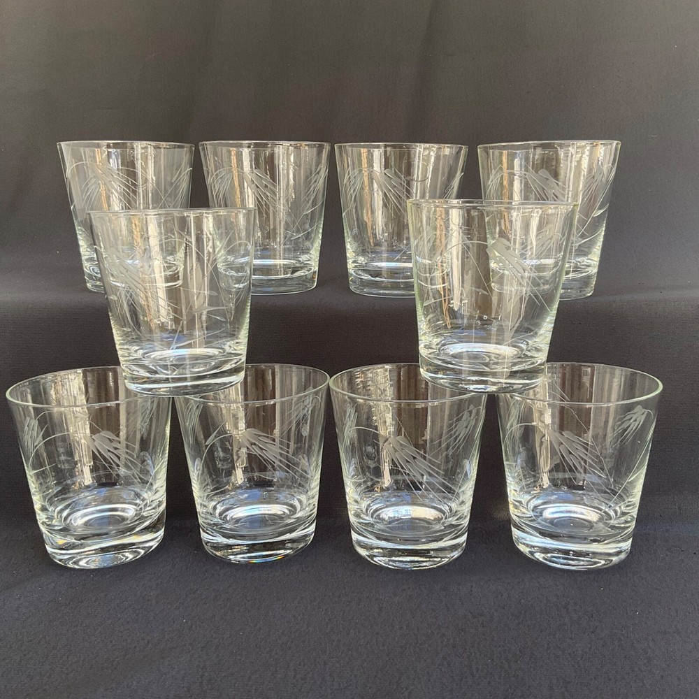 Set of 10 Vintage Cut Crystal Rocks Glasses Noritake Sasaki