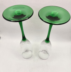 Set Of 4 Luminarc Emeraude Green Champagne/Wine Flutes Glass Made In France 6oz