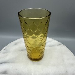 Vintage Anchor Hocking Amber Honeycomb Optic Tall Drinking Glasses 6.25″ MCM