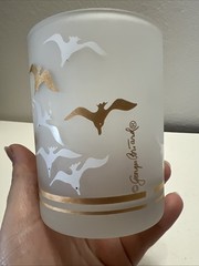 Georges BRIARD SEAGULL Cocktail Rocks GLASS 12 oz 4″ Tall Signed By Artist